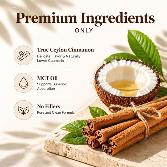 Ceylon Cinnamon 7200mg Equivalent with MCT Oil